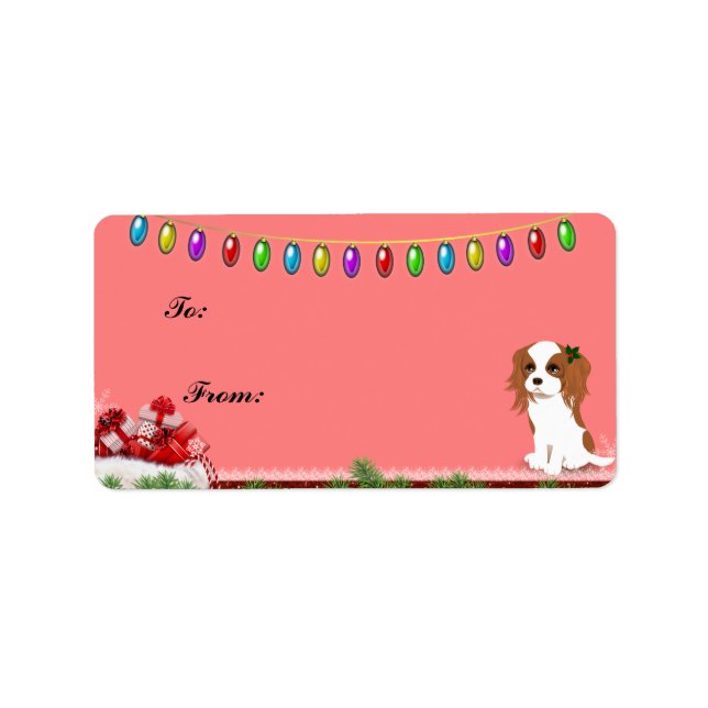 Cavalier King Charles Spaniel Christmas Gift Tag (Front)