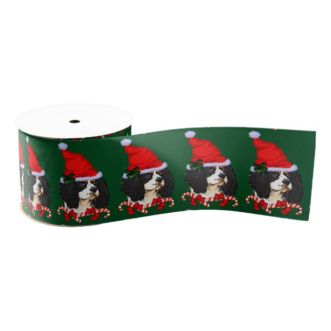 Cavalier King Charles Spaniel Christmas Grosgrain Ribbon (Spool)