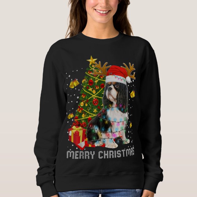 Cavalier King Charles Spaniel Christmas Lights San Sweatshirt (Front)