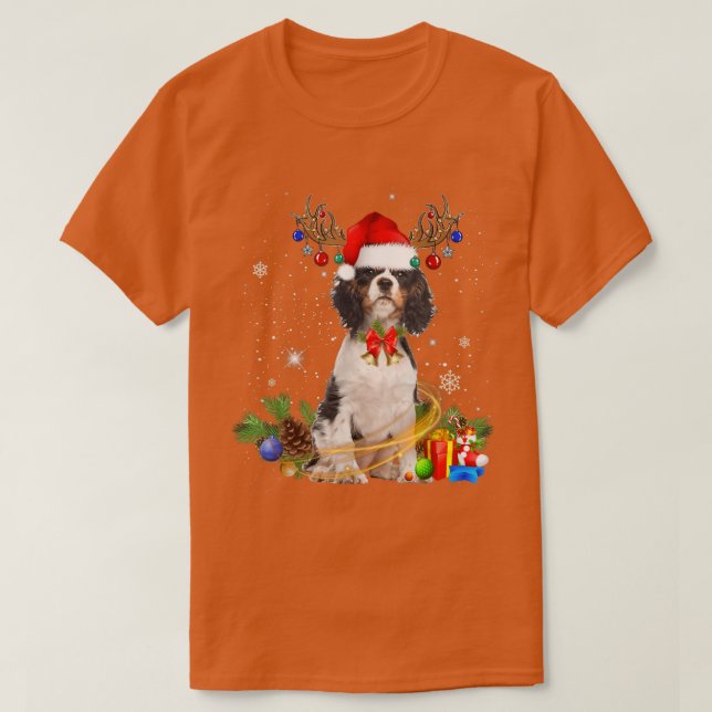 Cavalier King Charles Spaniel Christmas Lights San T-Shirt (Design Front)