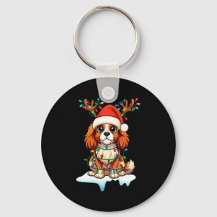 Cavalier King Charles Spaniel Christmas Reindeer P Key Ring