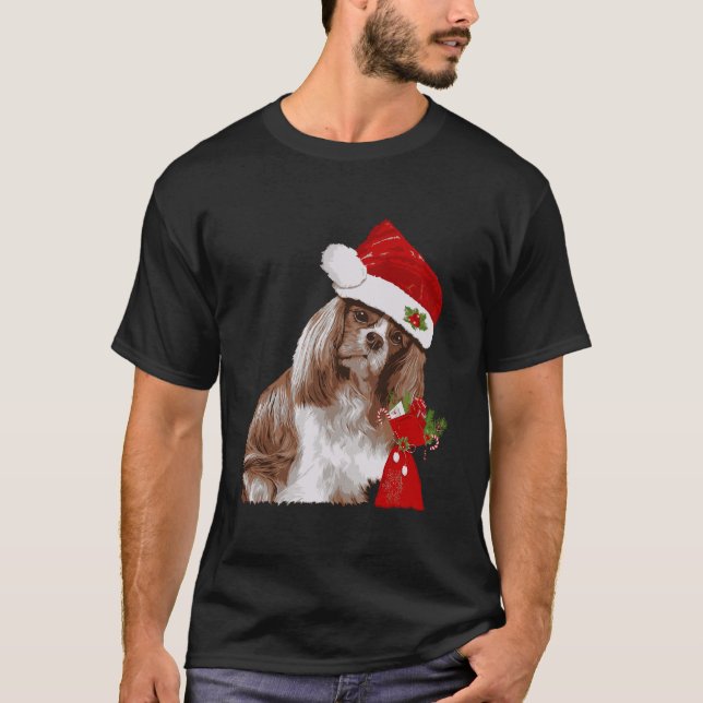 Cavalier King Charles Spaniel Christmas Shirt Sant (Front)