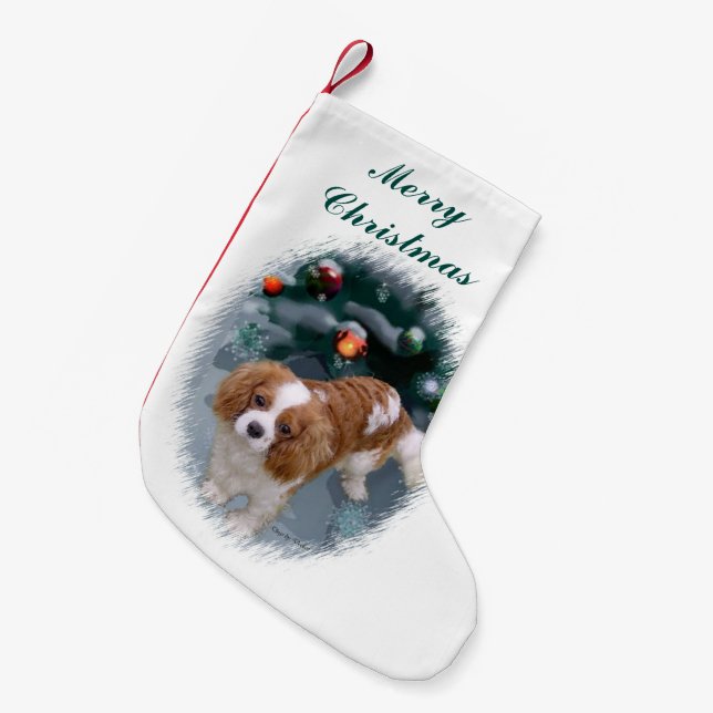 Cavalier King Charles Spaniel Christmas Small Christmas Stocking (Front (Hanging))