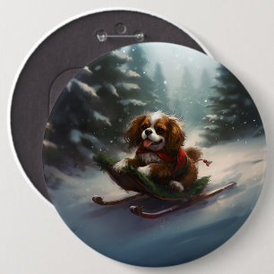 Cavalier King Charles Spaniel Christmas snow 6 Cm Round Badge