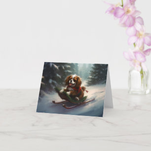 Cavalier King Charles Spaniel Christmas snow Card