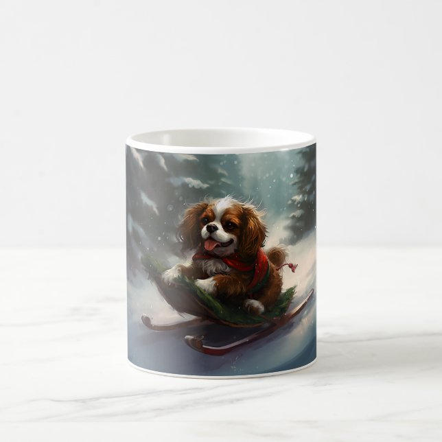 Cavalier King Charles Spaniel  Christmas snow Coffee Mug (Center)