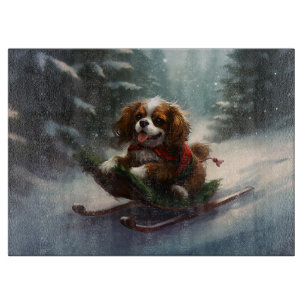 Cavalier King Charles Spaniel  Christmas snow Cutting Board
