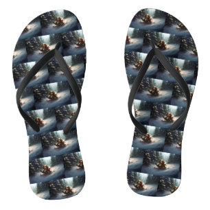 Cavalier King Charles Spaniel  Christmas snow Jandals