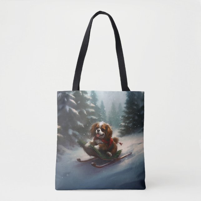 Cavalier King Charles Spaniel  Christmas snow Tote Bag (Front)