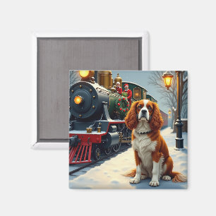 Cavalier King Charles Spaniel Christmas Train Magnet