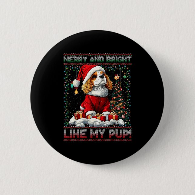 Cavalier King Charles Spaniel Christmas Tree Decor 6 Cm Round Badge (Front)