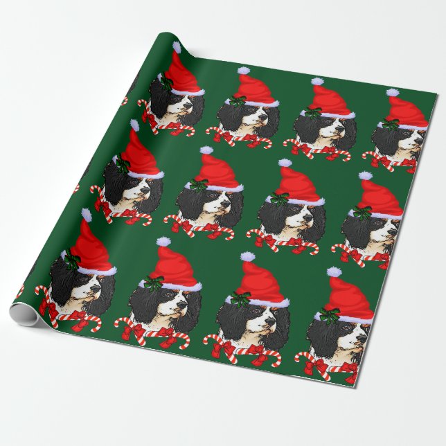 Cavalier King Charles Spaniel Christmas Wrapping Paper (Unrolled)