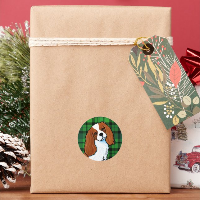 Cavalier King Charles Spaniel Classic Round Sticke Classic Round Sticker (Holiday)
