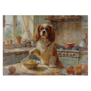 Cavalier King Charles Spaniel Cooking in Kitchen Cutting Board