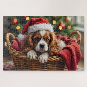 Cavalier King Charles Spaniel Cozy Basket Jigsaw Puzzle