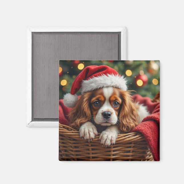 Cavalier King Charles Spaniel Cozy Basket Magnet (Front/Back)