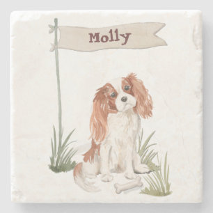 Cavalier King Charles Spaniel Customisable Name Stone Coaster