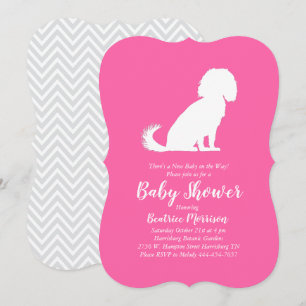 Cavalier King Charles Spaniel Dog Baby Shower Girl Invitation