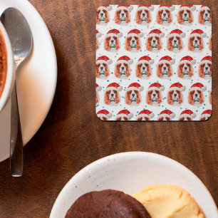 Cavalier King Charles Spaniel Dog Breed Christmas Square Paper Coaster
