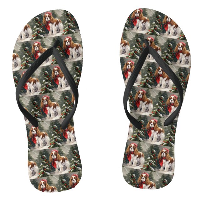 Cavalier King Charles Spaniel Dog Christmas Jandals (Footbed)