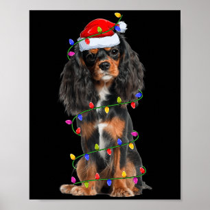 Cavalier King Charles Spaniel Dog Christmas Lights Poster