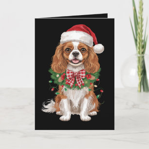 Cavalier King Charles Spaniel Dog Christmas Wreath Holiday Card