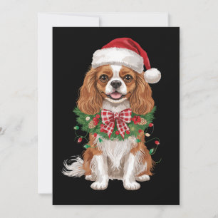 Cavalier King Charles Spaniel Dog Christmas Wreath Holiday Card