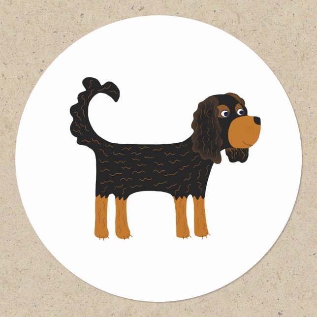 Cavalier King Charles Spaniel Dog Classic Round Sticker (Fun Cavalier King Charles Spaniel dog stickers)