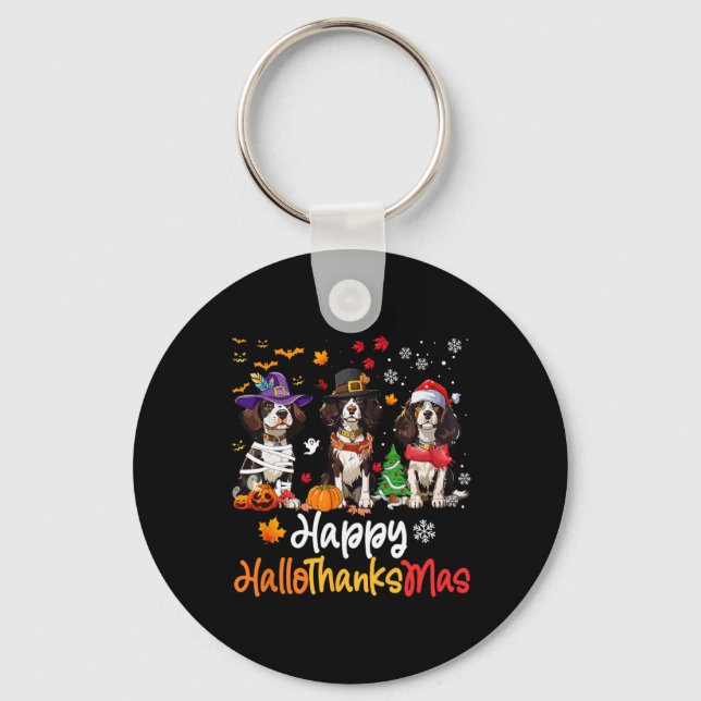 Cavalier King Charles Spaniel Dog Halloween Christ Key Ring (Front)