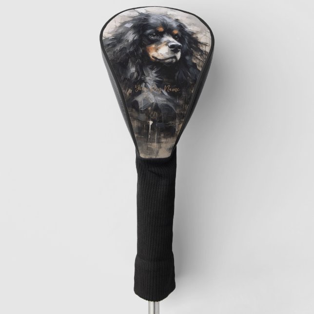 Cavalier King Charles Spaniel Dog in the wind 002  Golf Head Cover (Front)