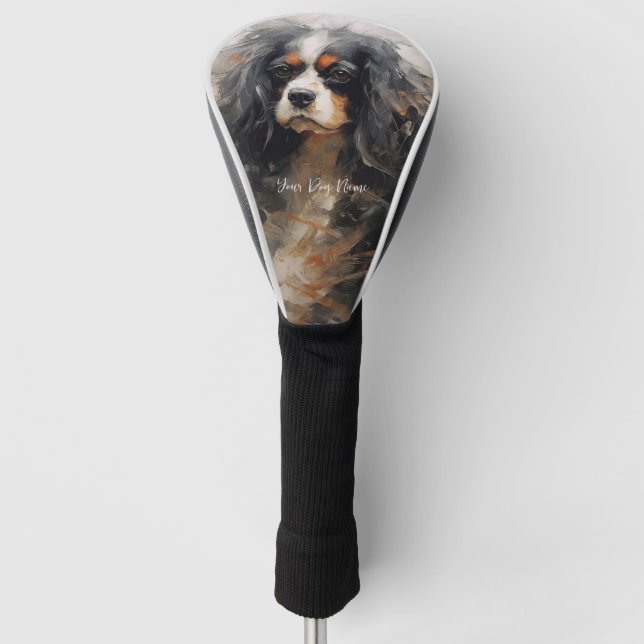 Cavalier King Charles Spaniel Dog in the wind 003  Golf Head Cover (Front)