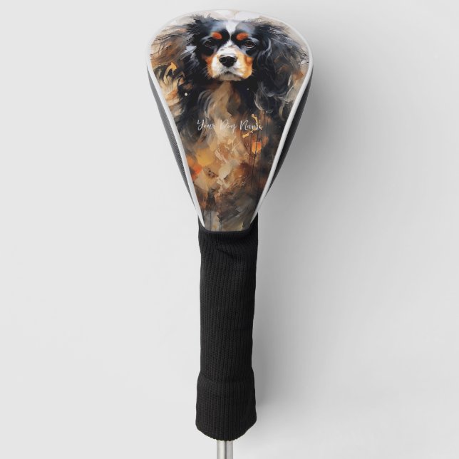 Cavalier King Charles Spaniel Dog in the wind 004  Golf Head Cover (Front)