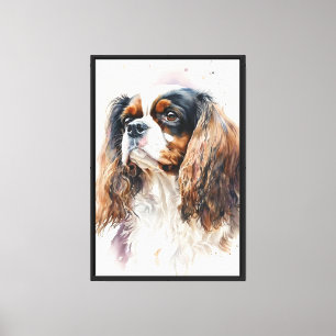 Cavalier King Charles Spaniel Dog in Watercolor Canvas Print
