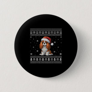 Cavalier King Charles Spaniel Dog Lovers Ugly Xmas 6 Cm Round Badge