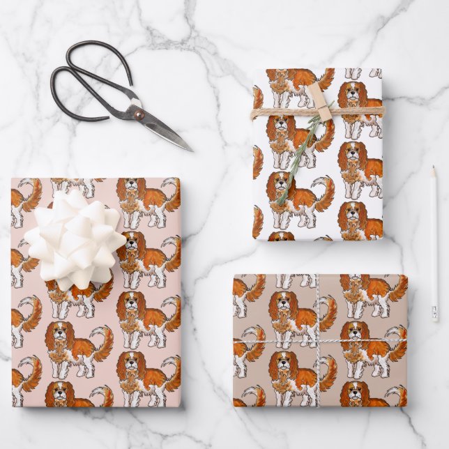 Cavalier King Charles Spaniel Dog Lovers Wrapping Paper Sheet (Front)