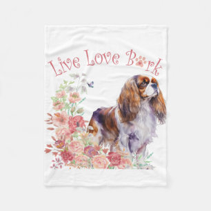 Cavalier King Charles Spaniel Dog Mum Floral Fleece Blanket
