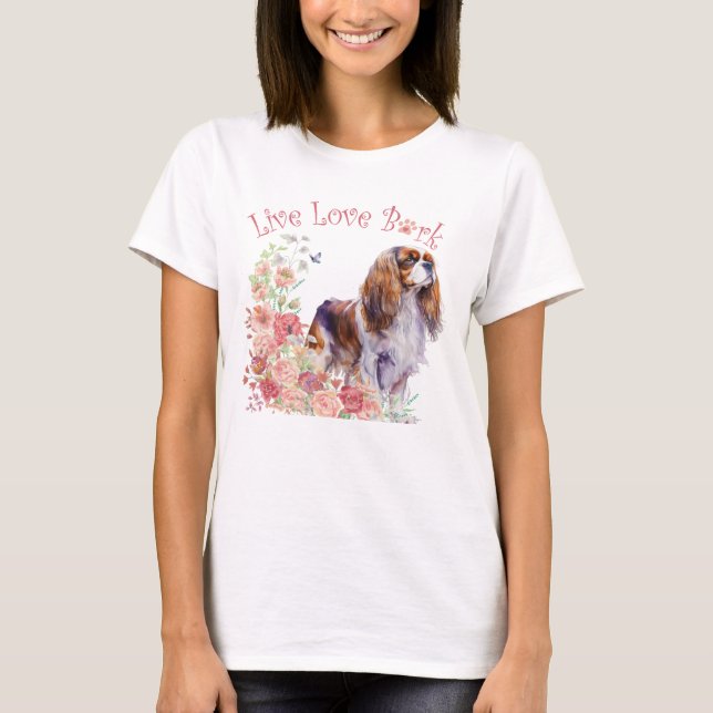 Cavalier King Charles Spaniel Dog Mum Floral T-Shirt (Front)