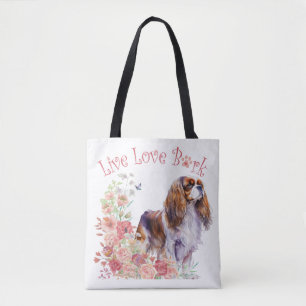 Cavalier King Charles Spaniel Dog Mum Floral Tote Bag