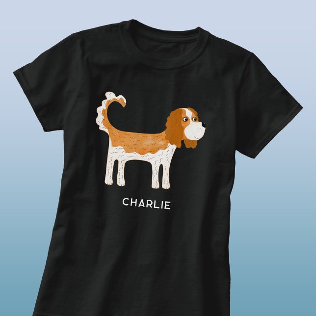 Cavalier King Charles Spaniel Dog Personalised T-Shirt (Fun Cavalier King Charles Spaniel dog personalized custom name t-shirt)