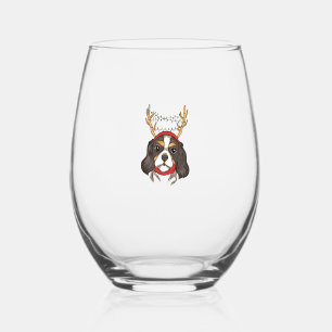 Cavalier King Charles Spaniel Dog Pet Christmas  Stemless Wine Glass