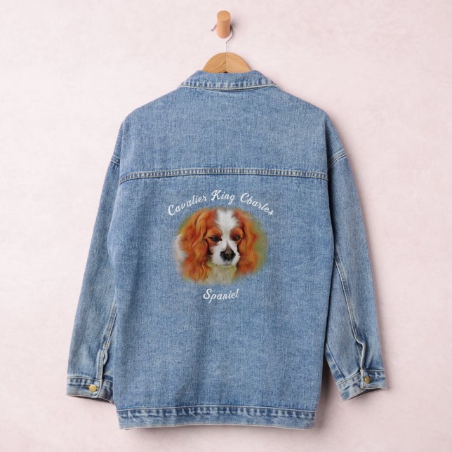 Cavalier King Charles Spaniel Dog Pet Portrait  Denim Jacket (Hangar)
