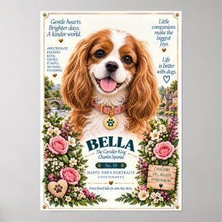 Cavalier King Charles Spaniel Dog Portrait | Bella Poster