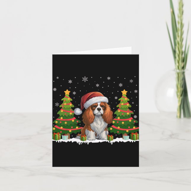 Cavalier King Charles Spaniel Dog Santa Christmas  Card (Front)