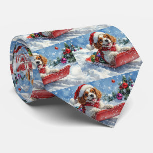 Cavalier King Charles Spaniel Dog Sledge Christmas Tie