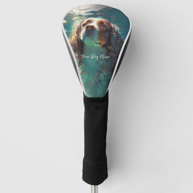 Cavalier King Charles Spaniel dog swimming 005 Golf Head Cover (Front)