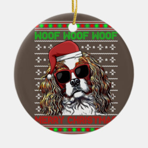 Cavalier King Charles Spaniel Dog Woof Merry Chris Ceramic Tree Decoration