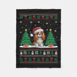 Cavalier King Charles Spaniel Dog Xmas Tree Lights Fleece Blanket