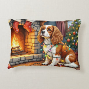 Cavalier King Charles Spaniel Fireplace Christmas Decorative Cushion
