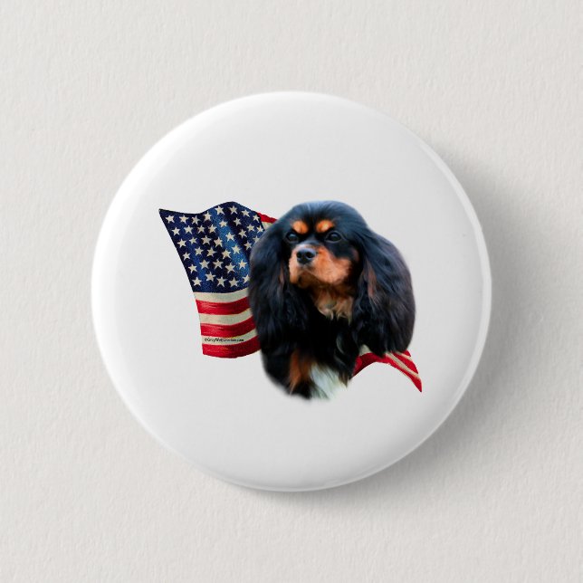 Cavalier King Charles Spaniel Flag 6 Cm Round Badge (Front)