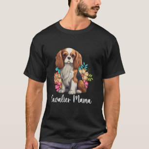 Cavalier King Charles Spaniel Floral Flower Dog Mo T-Shirt